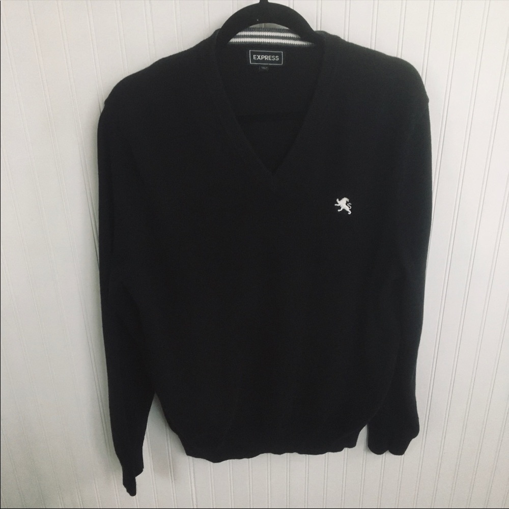 EXPRESS MENS LARGE BLACK V-NECK SWEATER
